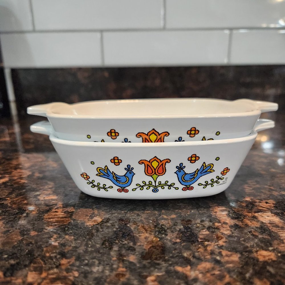 Vintage 1970's corningware country festival casserole dishes No Lids
